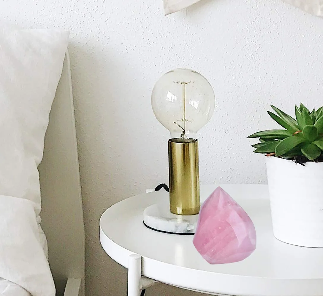 AMOYSTONE Rose Quartz Decor Crystal Falme Tower Energy Meditation Healing Stone Home Decor 1.0-1.3LB