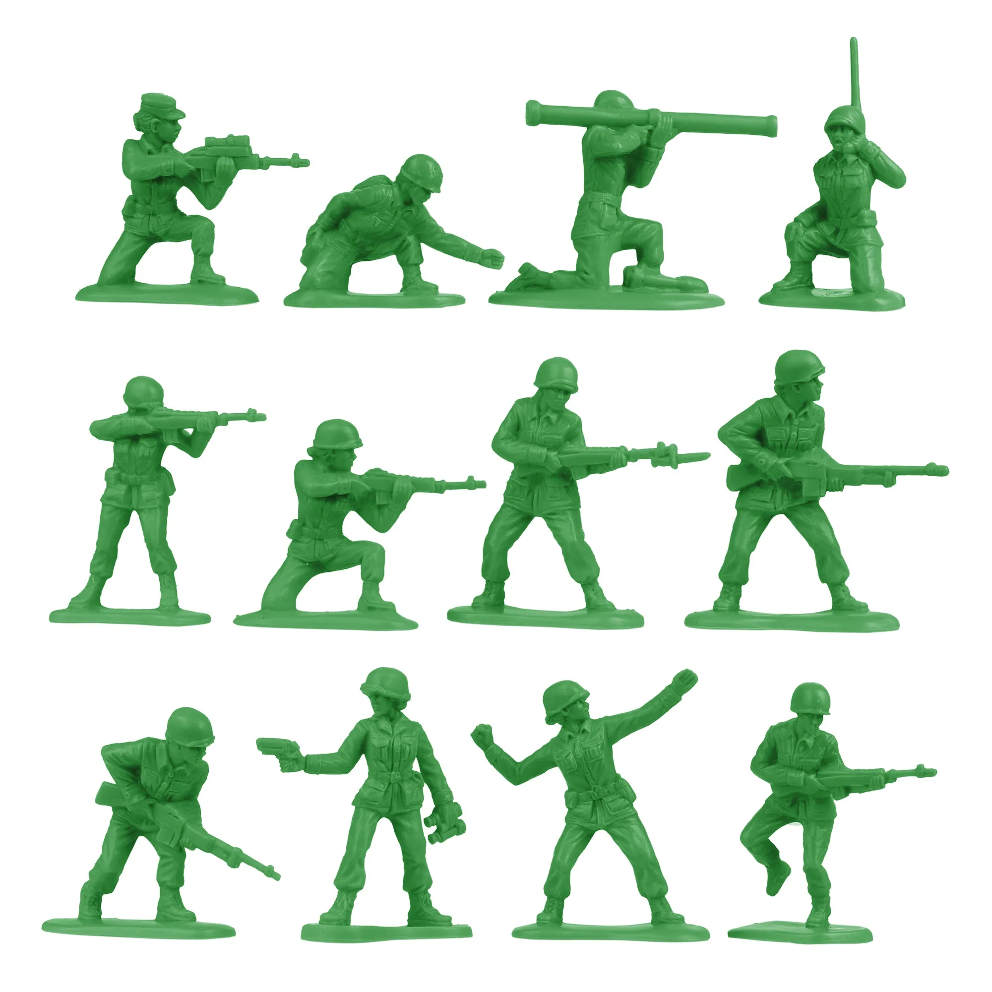 BMC PLASTIC ARMY WOMEN - Green 36pc Female Soldier Figures - Made in USA