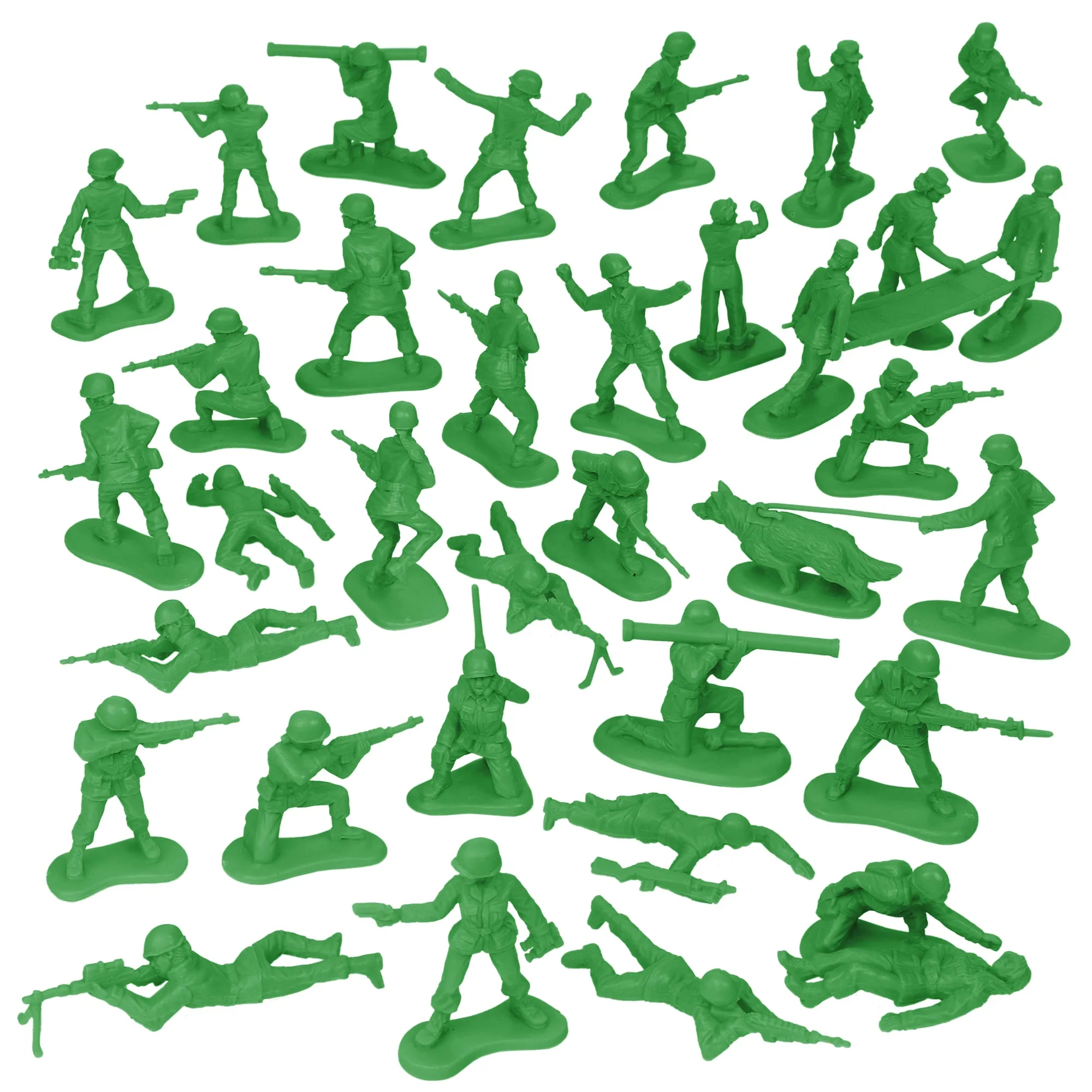 BMC PLASTIC ARMY WOMEN - Green 36pc Female Soldier Figures - Made in USA