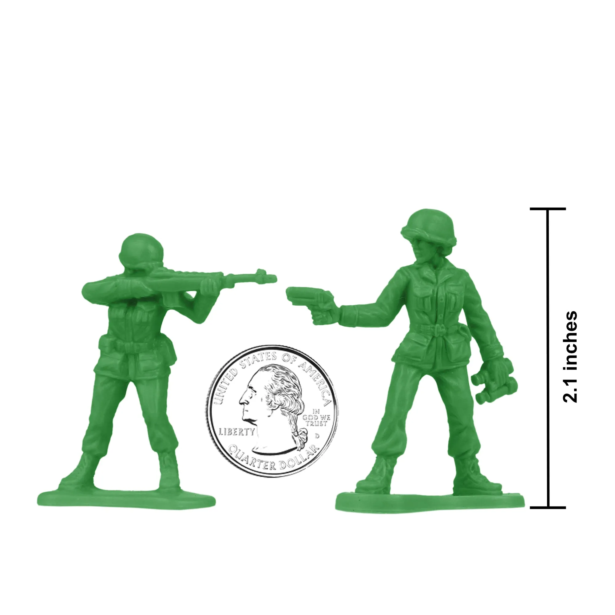 BMC PLASTIC ARMY WOMEN - Green 36pc Female Soldier Figures - Made in USA