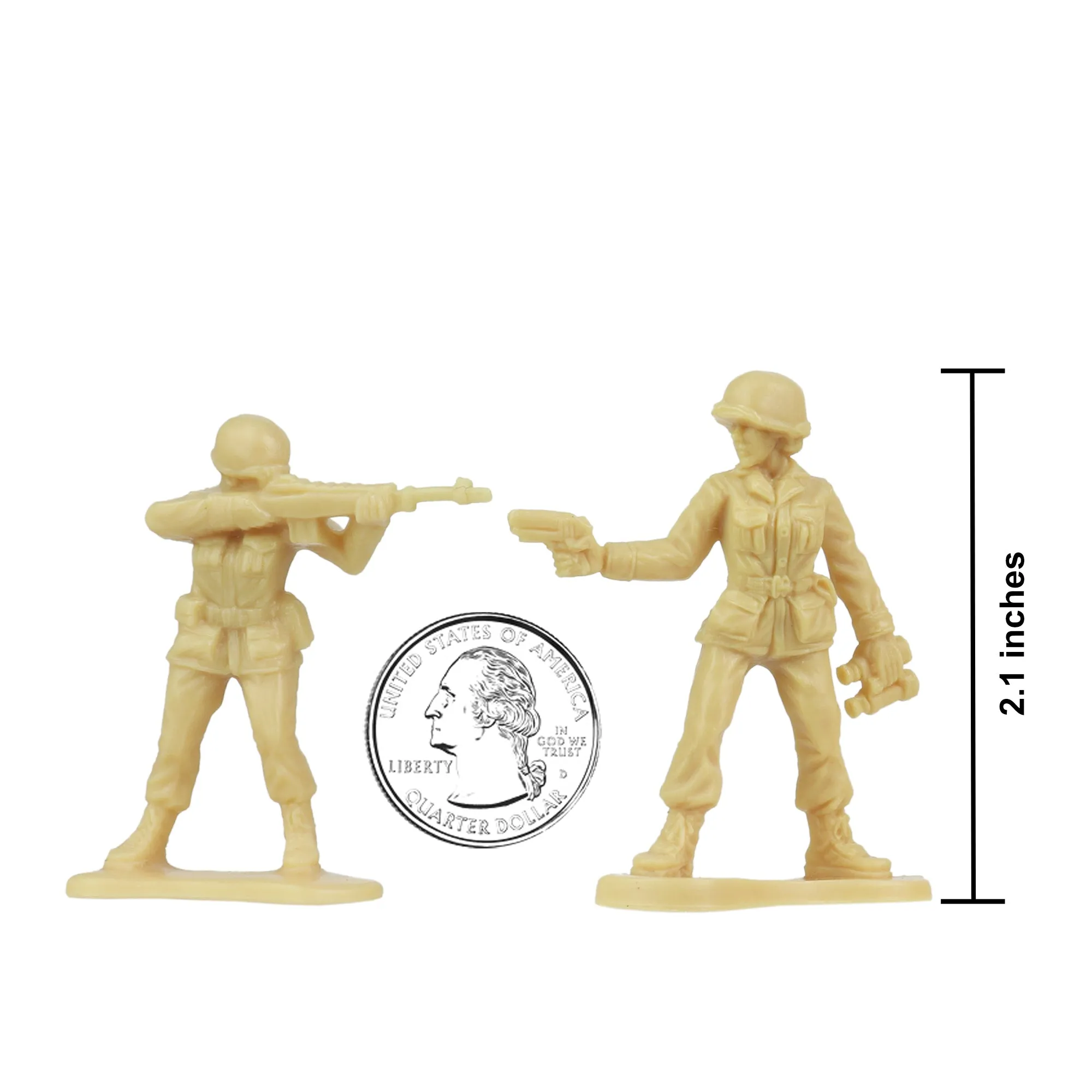 BMC PLASTIC ARMY WOMEN - Tan 36pc Female Soldier Figures - Made in USA