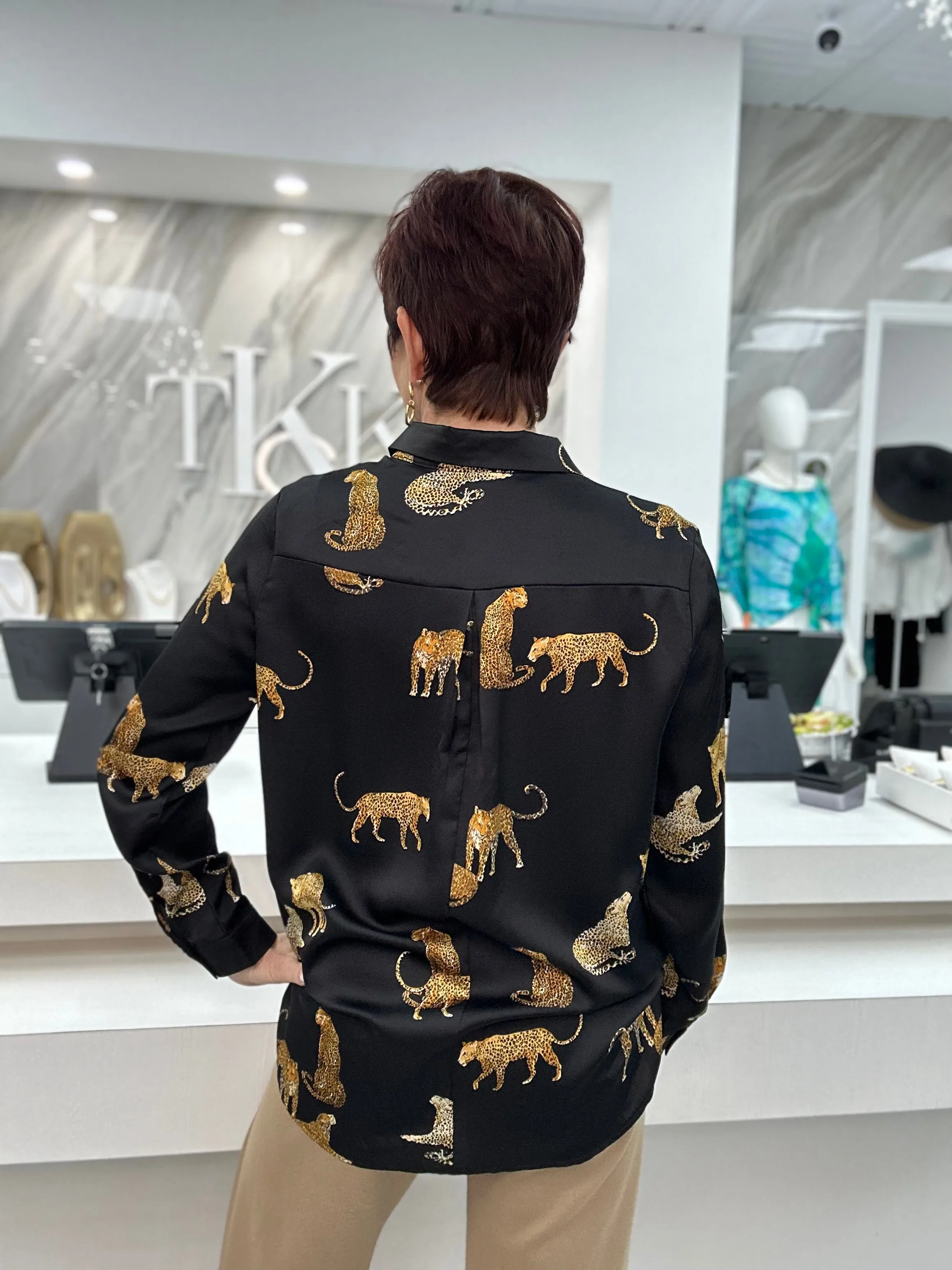 Button Down Cheetah Blouse