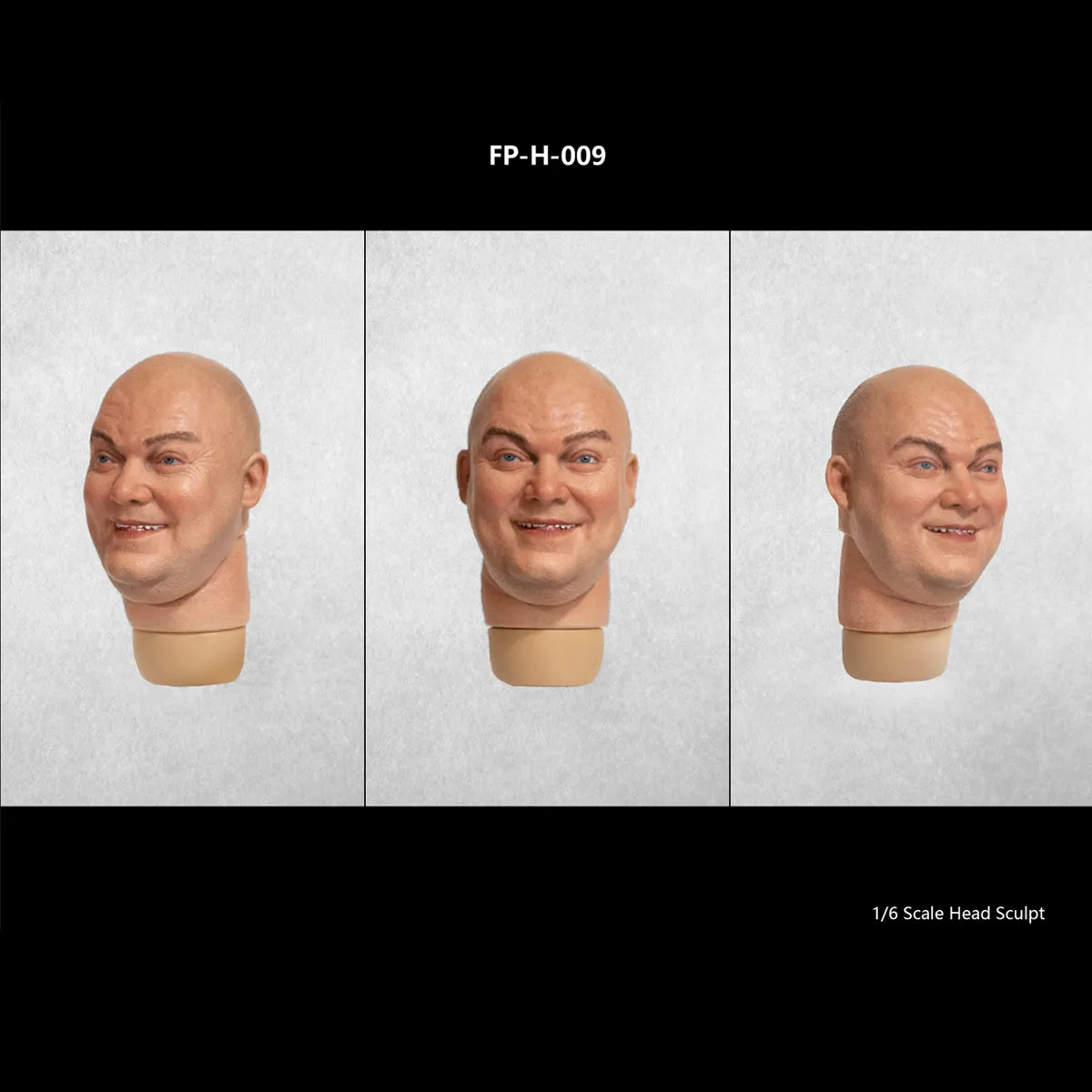 HiPlay Face Pool Figure, White Fat Male Expression Head Sculpture For 12-inch