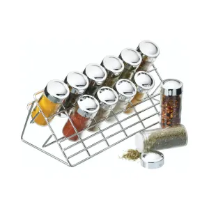 Home Made Chrome Plated Spice Rack Set (12 Jars)
