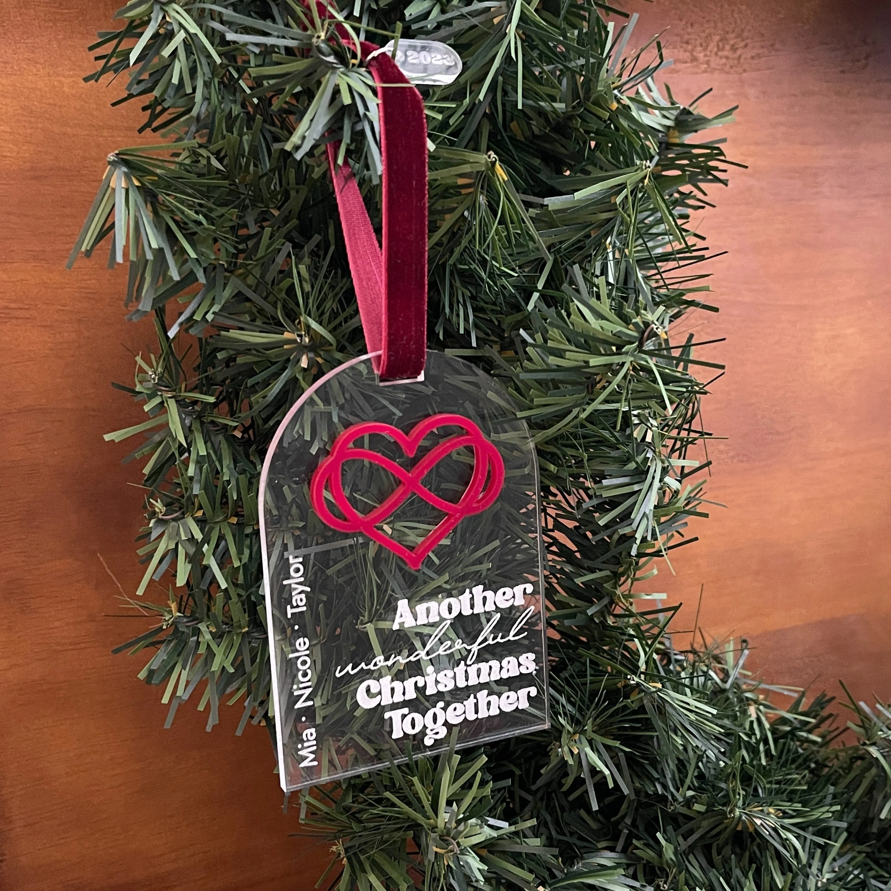 Personalized Christmas Together Subtle Polyamory Ornament