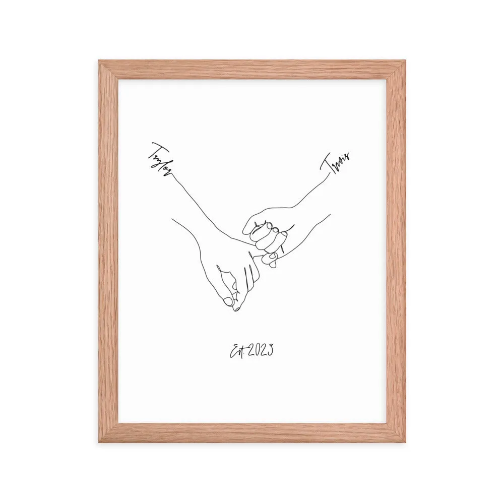 Personalized Couple’s Hand-In-Hand Framed Artwork - A Timeless Memento