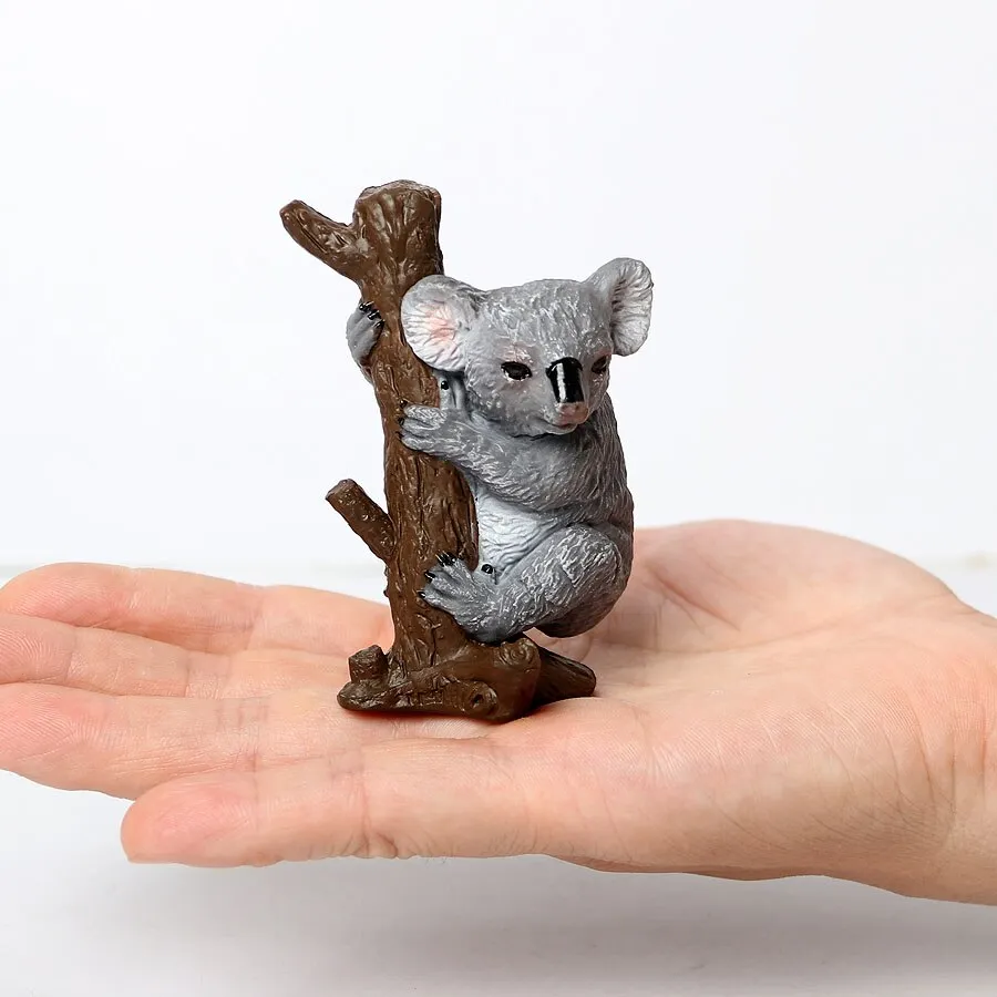 Realistic Wild Life Jungle Zoo Koala Animals Authentic Hand Painted  Figurine Model Koala Bear Climbing a Tree Toy Figure