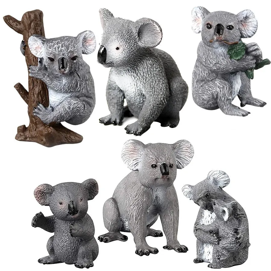 Realistic Wild Life Jungle Zoo Koala Animals Authentic Hand Painted  Figurine Model Koala Bear Climbing a Tree Toy Figure