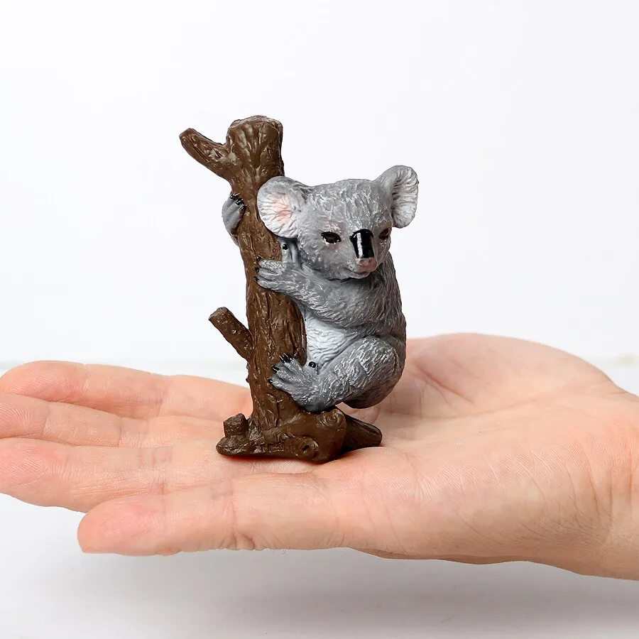 Realistic Wild Life Jungle Zoo Koala Animals Authentic Hand Painted  Figurine Model Koala Bear Climbing a Tree Toy Figure