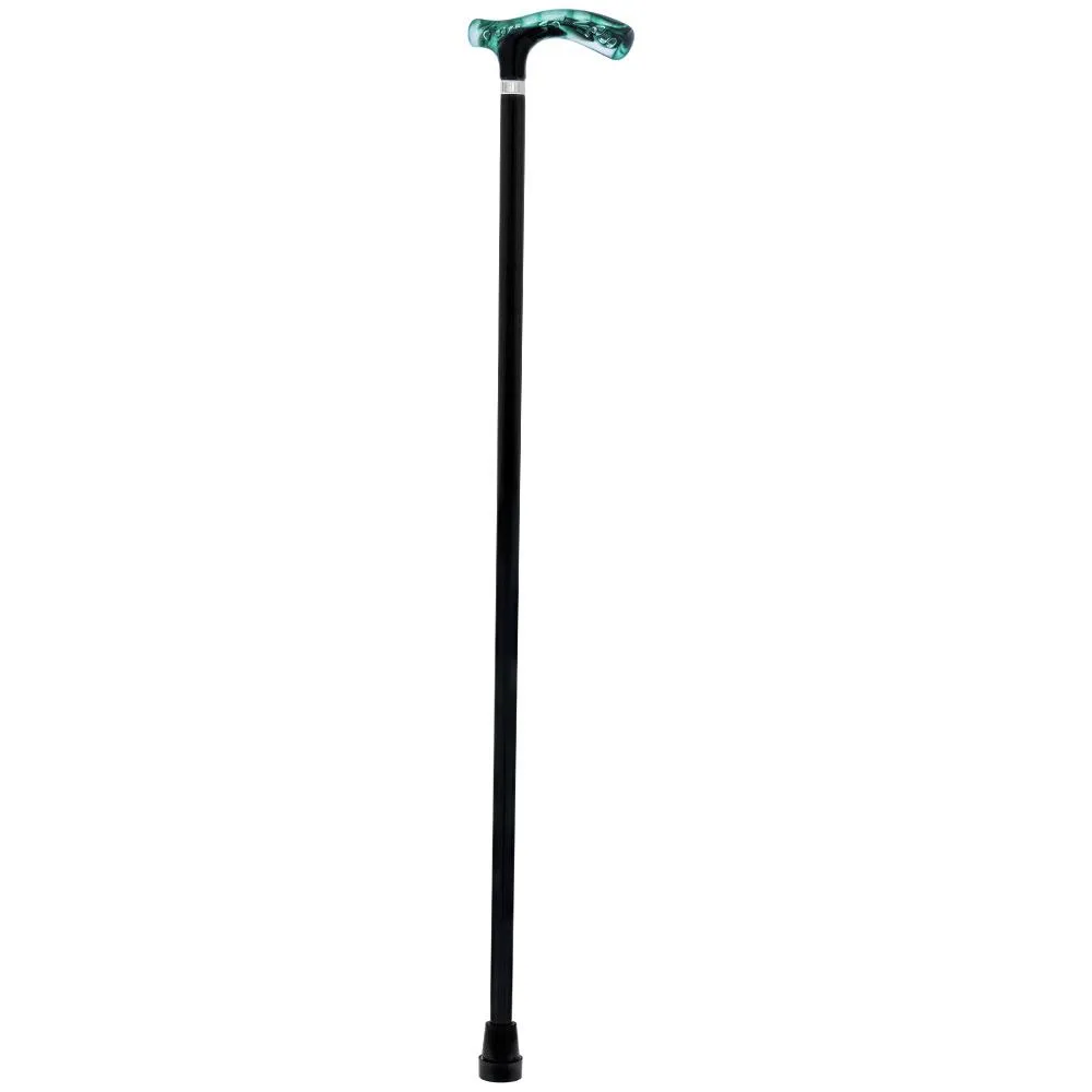 Scratch and Dent Green and Clear Acrylic Bubble Handle Cane w/ Black Beechwood Shaft & Gold Collar V3233