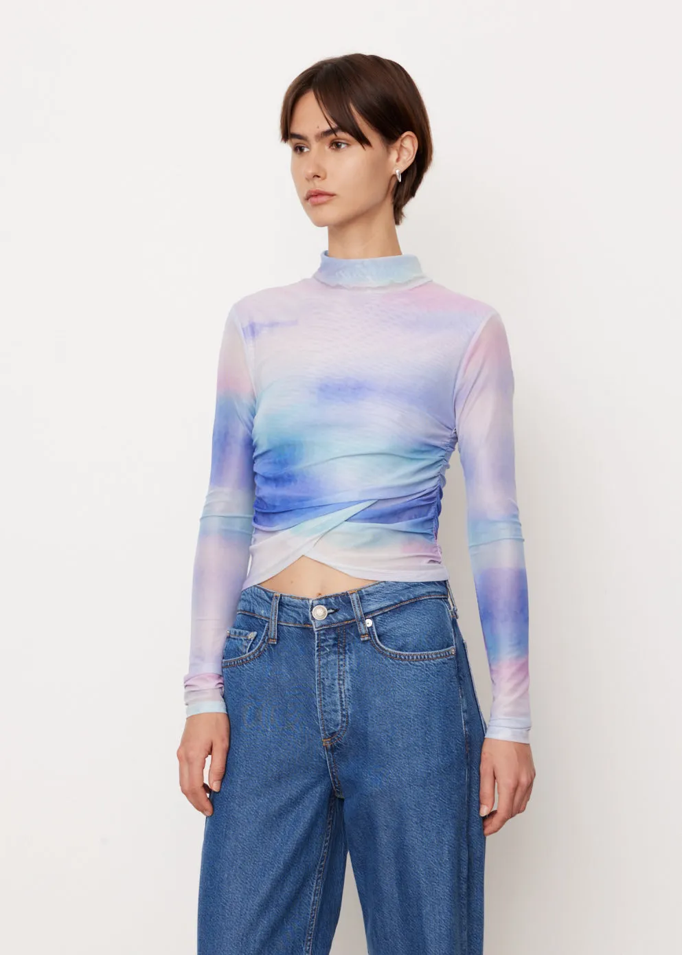 Serena Print Mesh Top