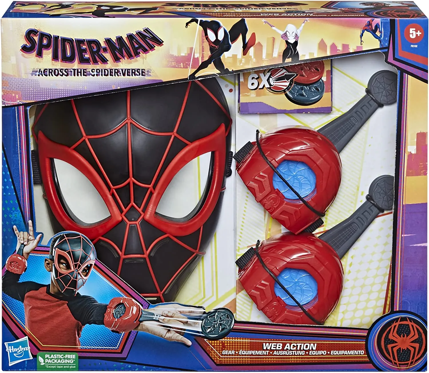 Spider-Man Marvel Across The Spider-Verse Web Action Gear, Miles Morales Costume Mask and Gauntlets, Super Hero Toys