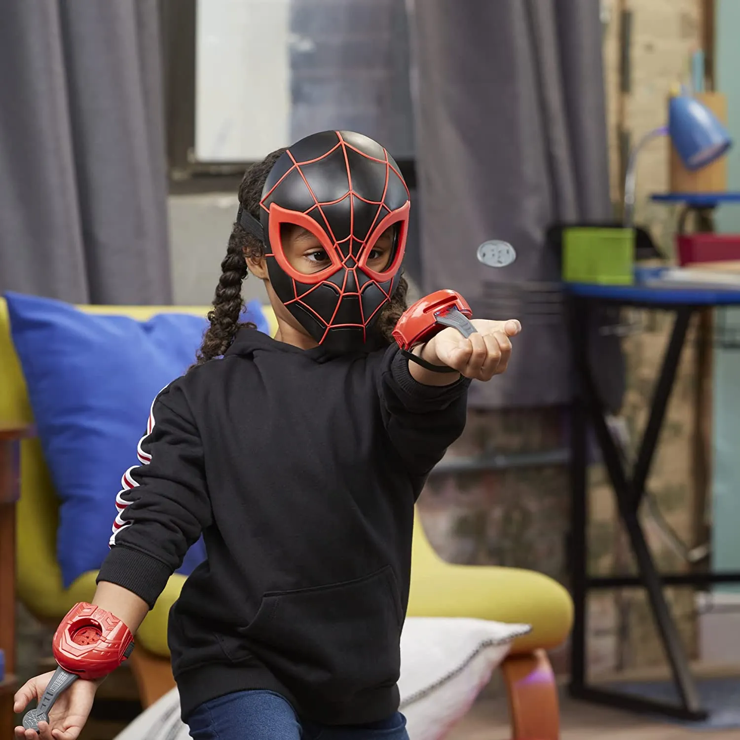 Spider-Man Marvel Across The Spider-Verse Web Action Gear, Miles Morales Costume Mask and Gauntlets, Super Hero Toys